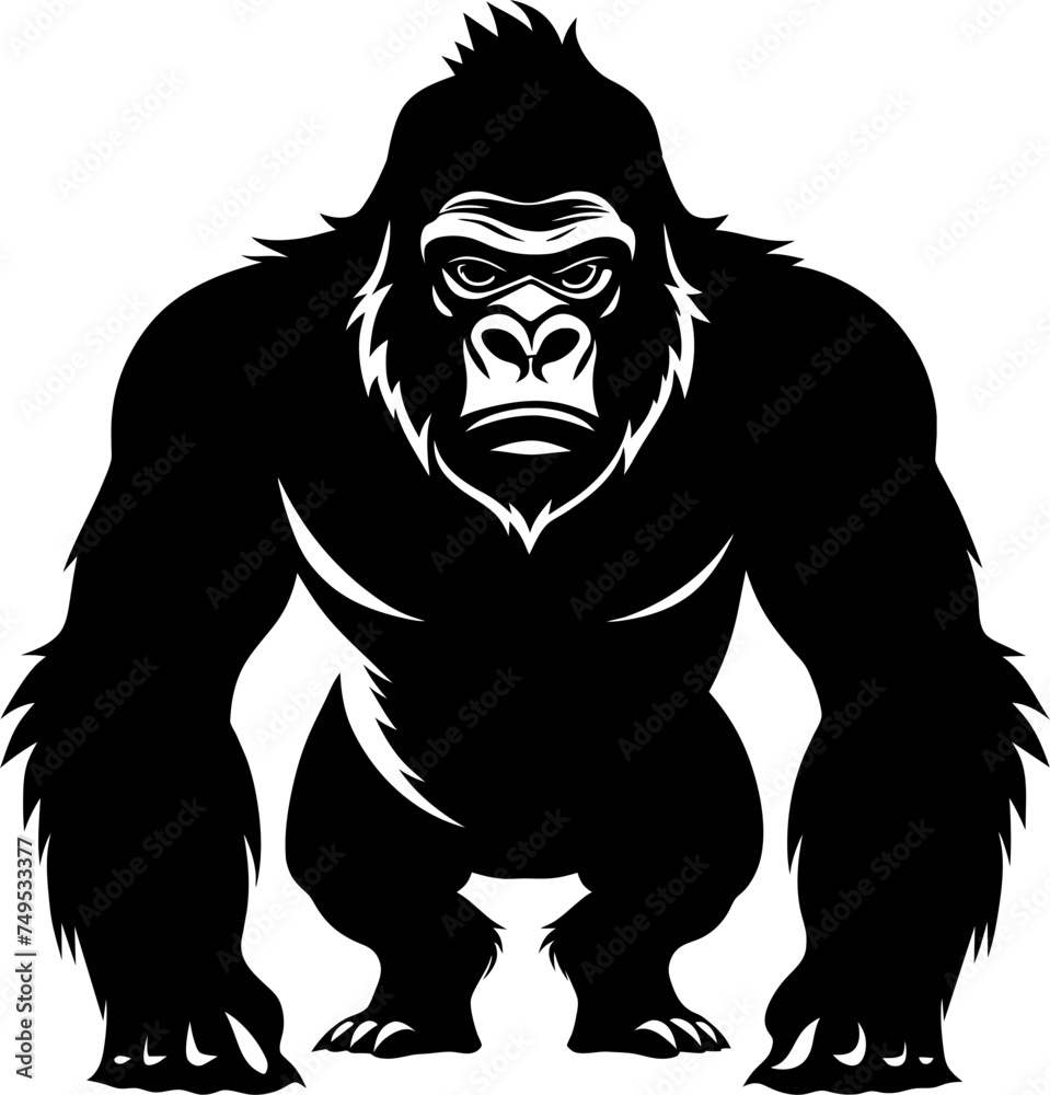 Gorilla vector silhouette vector illustration in isolated background Gorilla vector silhouette vector illustration in isolated background