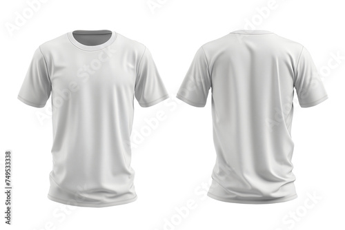 White T shirt front, back mockup isolated on transparent background
