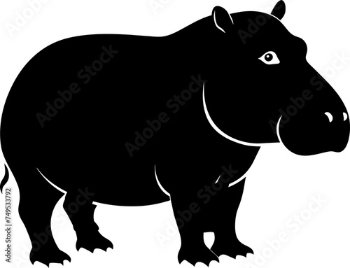 Hippopotamus minimalist silhouette illustration vector graphic design element © Multi-Media