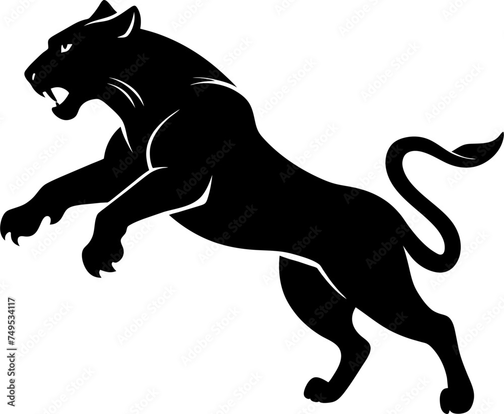 black panther silhouette vector, illustration in transparent background