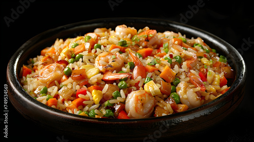 Savory shrimp fried rice in bowl