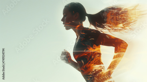 脂肪を燃焼させて走る女性ランナーのイメージ