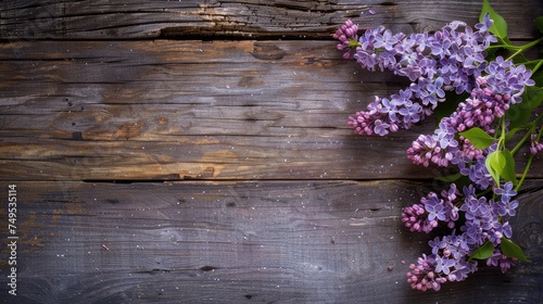 beautiful lilac on a wooden background.