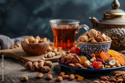 Blend dried fruits and nuts with Arabic tea 
