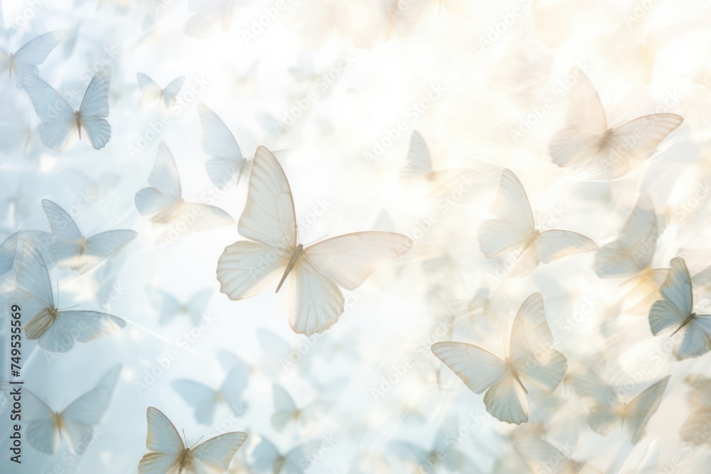 abstract art photography, light and airy whimstical background with thousands of butterflies
