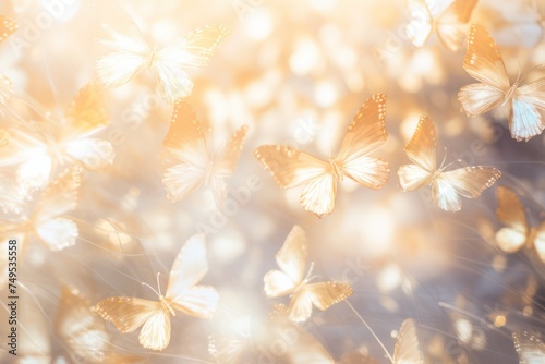 abstract art photography, light and airy whimstical background with thousands of butterflies