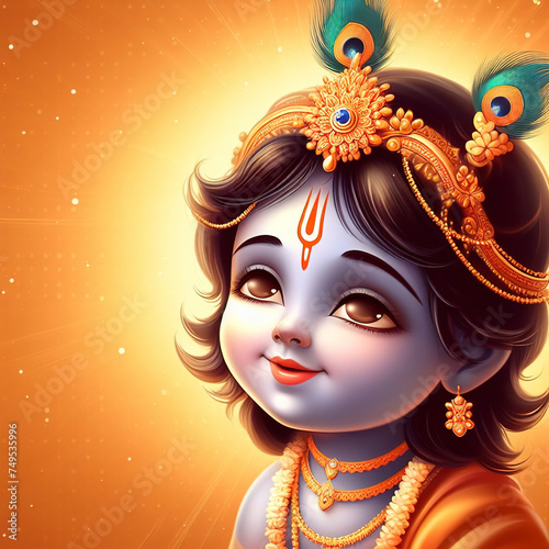 Portrait of Cute Shri Krishna photo