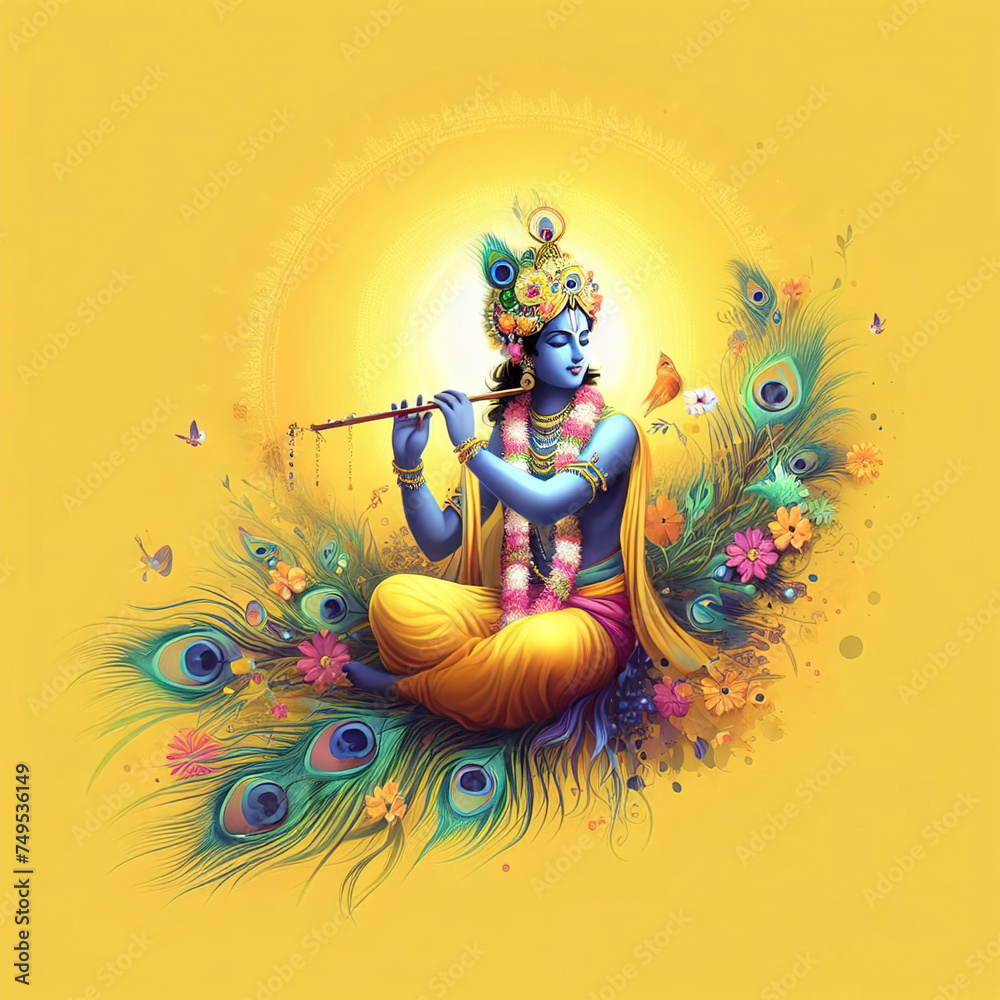 Fototapeta premium Portrait of Cute Shri Krishna