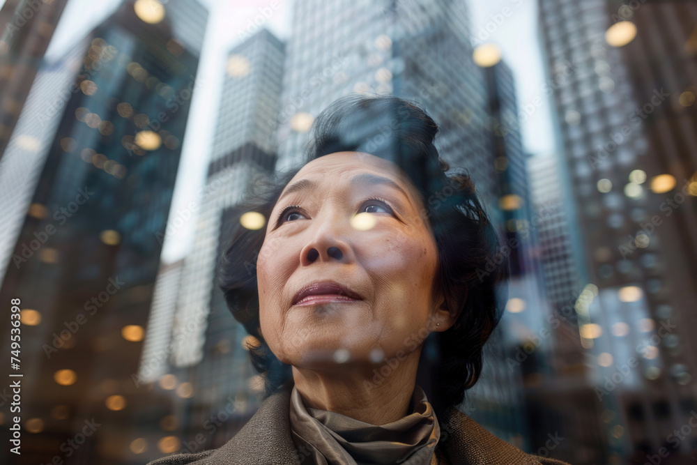 middle aged asian american woman in office