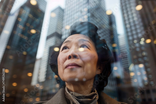 Obraz na płótnie middle aged asian american woman in office w salonie