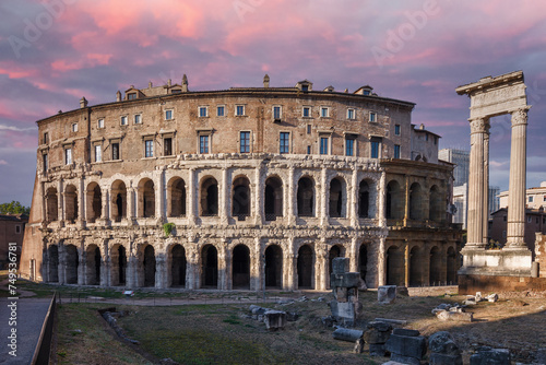 The Theater of Marcellus is an ancient open-air theater built in the closing years of the Roman Republic., Italy