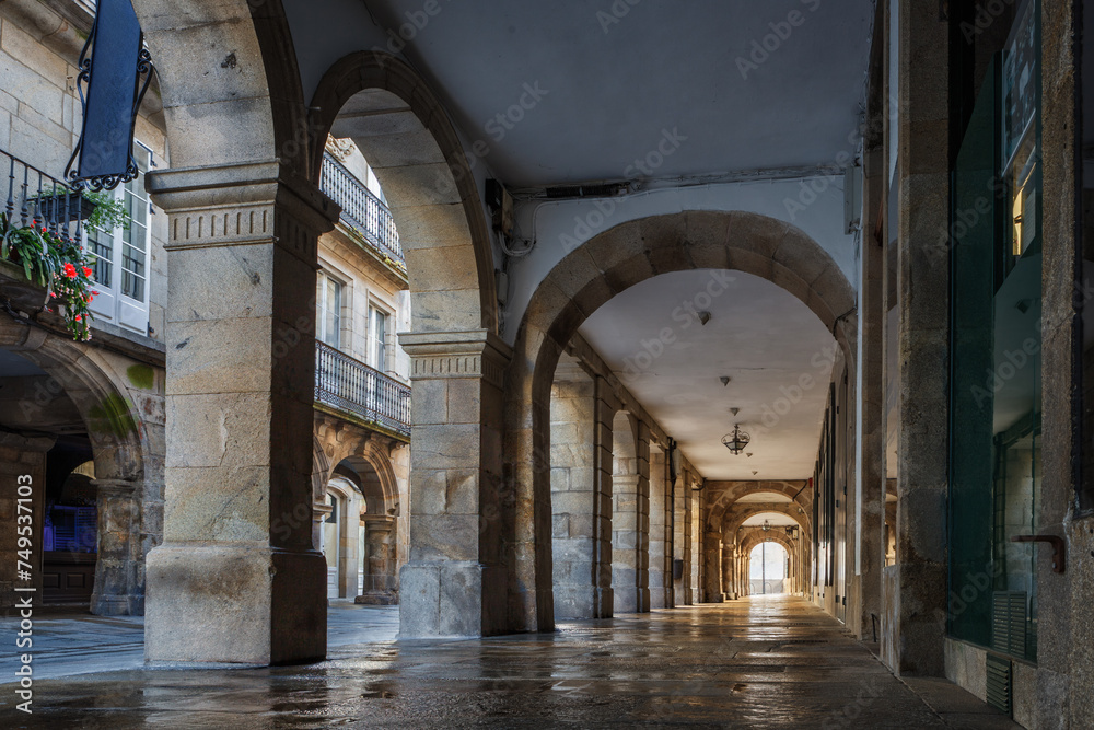 Poster Pedestrian street and historic building facades in old town ...
