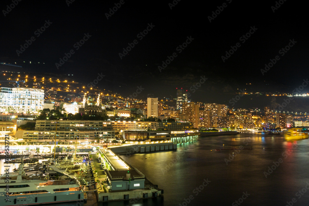 Panoramic view of Monte Carlo marina and cityscape