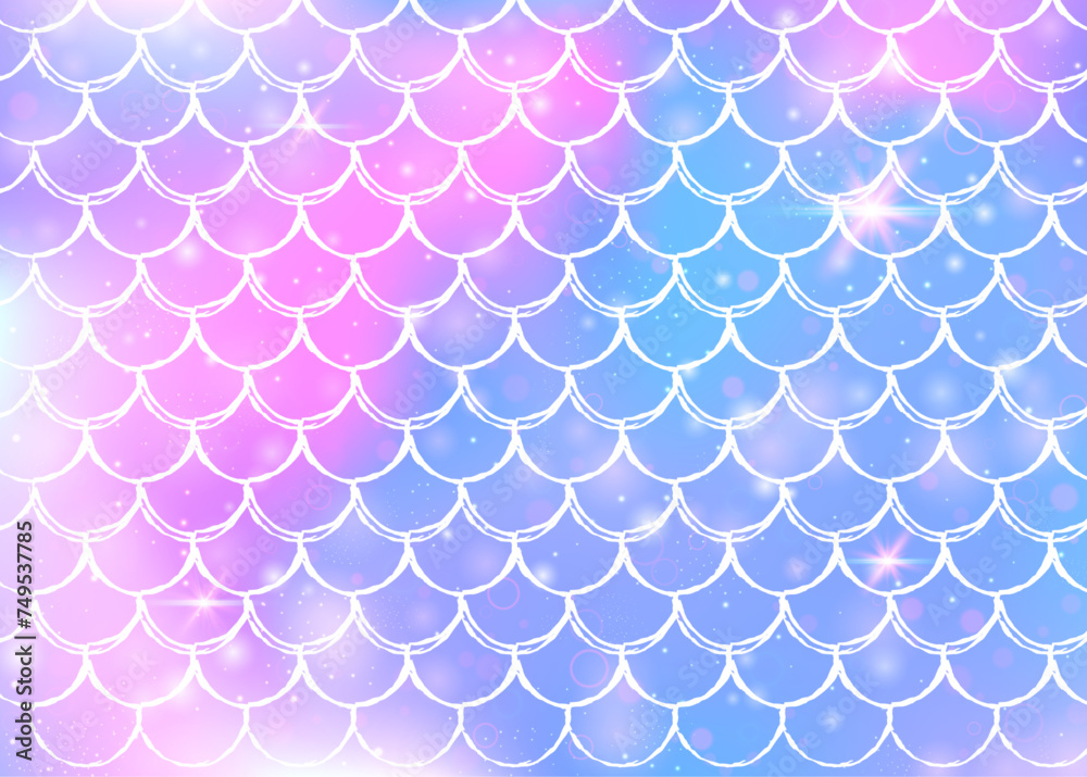 Princess mermaid background with kawaii rainbow scales pattern. Fish tail banner with magic sparkles and stars. Sea fantasy invitation for girlie party. Rainbow princess mermaid backdrop. Princess mermaid background with kawaii rainbow scales pattern. Fish tail banner with magic sparkles and stars. Sea fantasy invitation for girlie party. Rainbow princess mermaid backdrop.