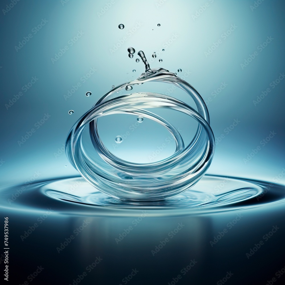 Fototapeta premium Clear Water drop with circular waves.