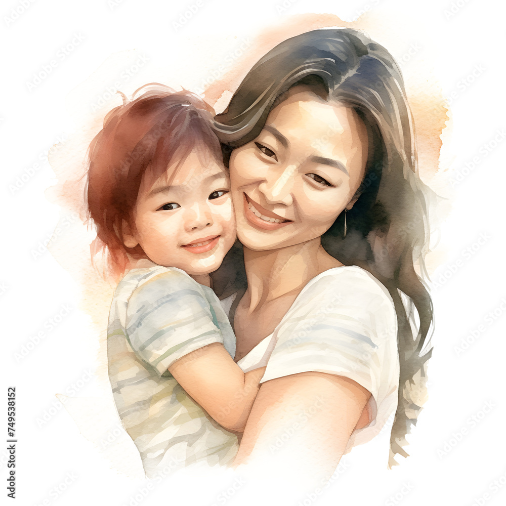 Mother and child, Illustration of mother with child Mother and child, Illustration of mother with child