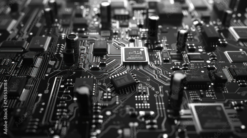 Black And White Electronic Circuit Board Background
