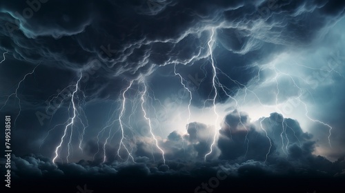 Storm clouds with lightnings isolated on White Background 