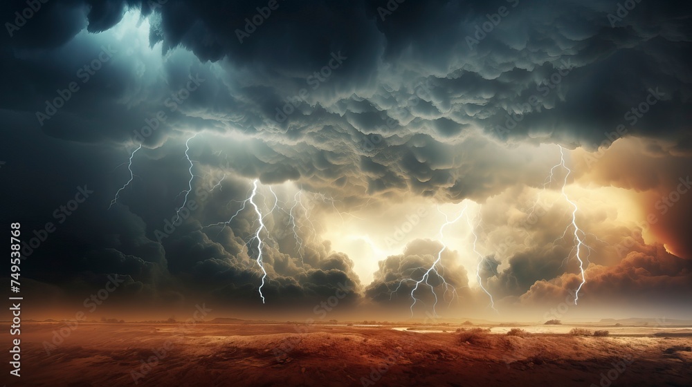 Storm clouds with lightnings isolated on White Background 