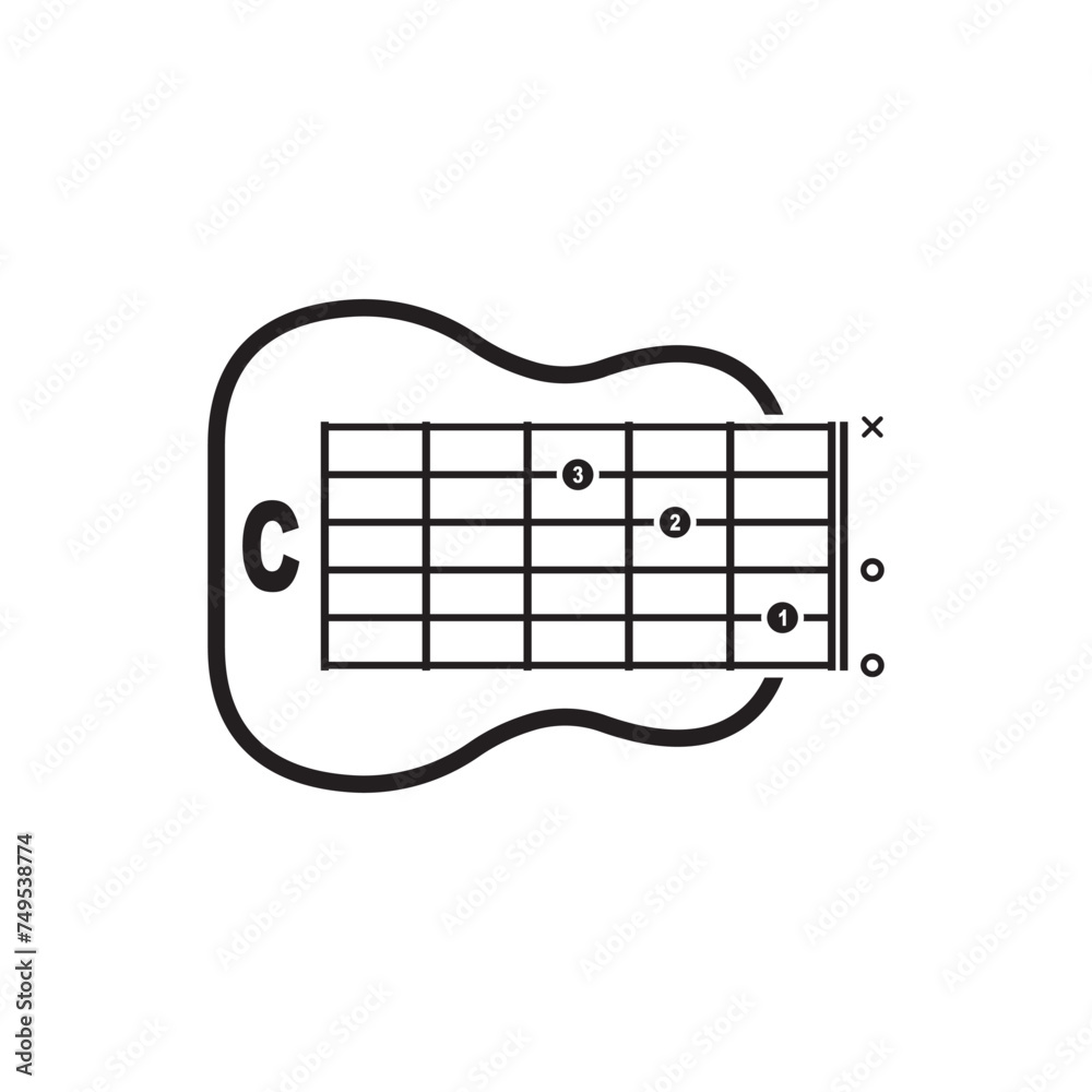 C guitar chord icon. Basic guitar chord vector illustration symbol design Stock Vector Adobe Stock