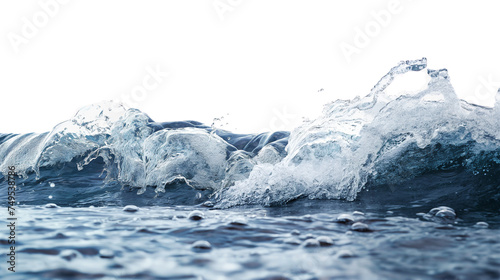 sea waves, water splash isolated on white