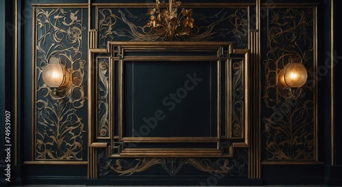 Beautiful empty frame art deco style for design