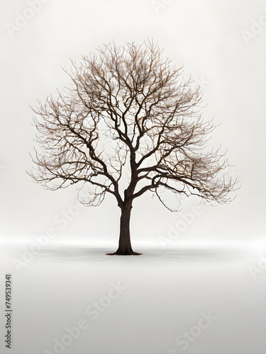 A single tree isolated against a white background