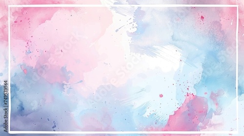Soft Pastel Watercolors Background With Thin Frame