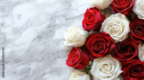 Valentine s Day  Red And White Roses Empty Background 