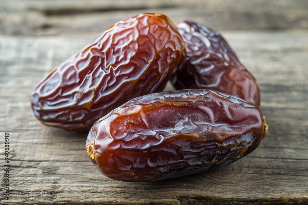 Juicy organic Medjool dates on a wooden background Juicy organic Medjool dates on a wooden background