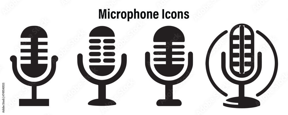 Logo set of microphone icons. alternative symbol for a microphone. Karaoke mic. Microphone for podcasts. Icons for mobile and the web. Vector illustration Logo set of microphone icons. alternative symbol for a microphone. Karaoke mic. Microphone for podcasts. Icons for mobile and the web. Vector illustration