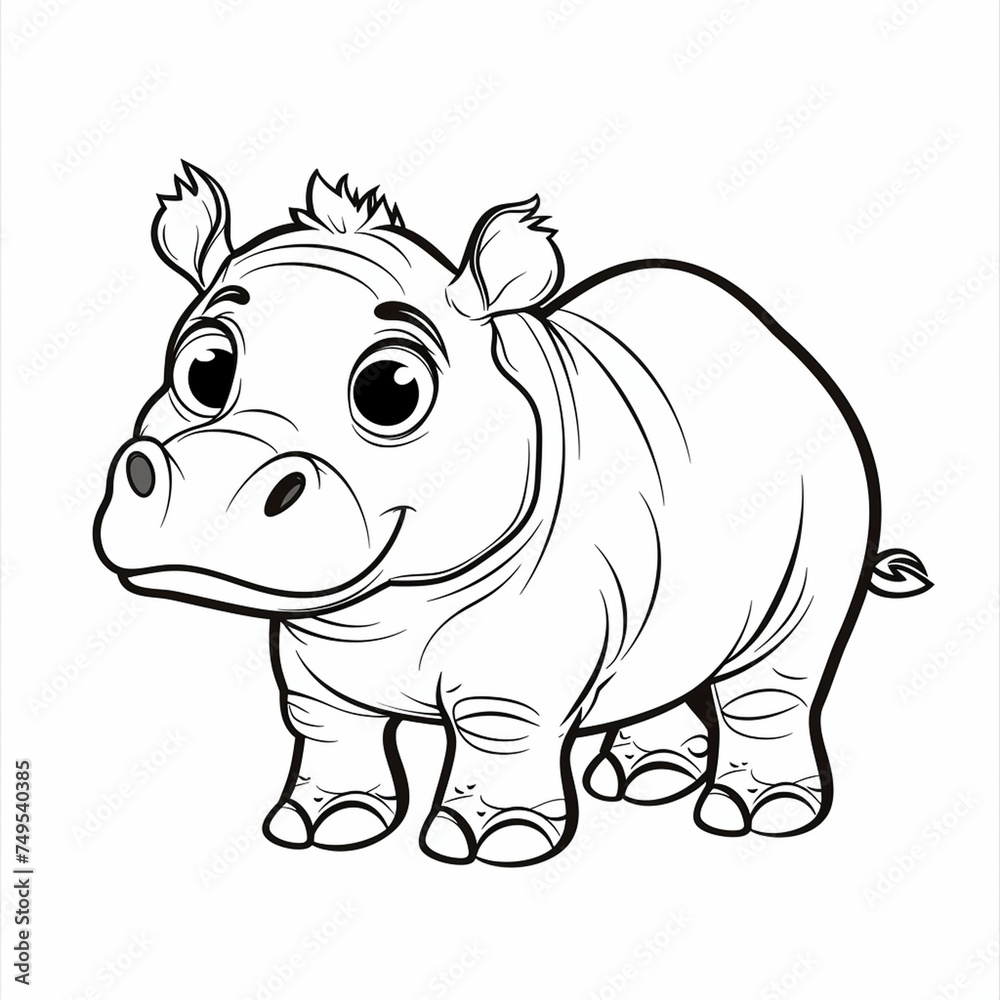Fototapeta premium Cartoon Hippo With Big Eyes