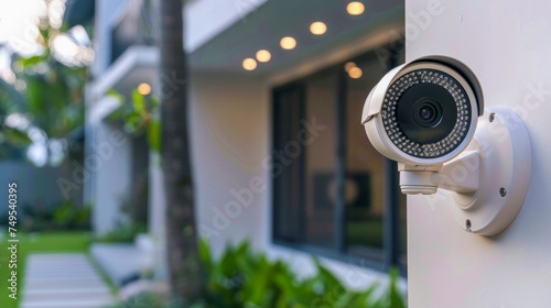 Security system for security in a private house. Outdoor surveillance camera. CCTV camera 