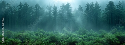 gloomy, picturesque Redwood forest backdrop © tongpatong