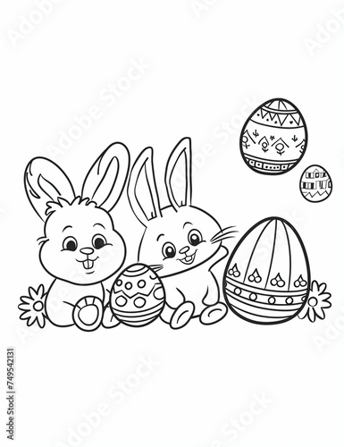 Two Rabbits and an Easter Egg Drawing