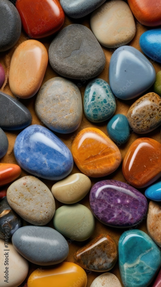 Tropical Tranquility: Colored Pebbles by the Seaside Tropical Tranquility: Colored Pebbles by the Seaside