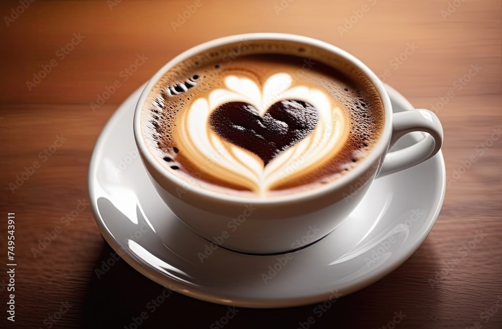 A cup of coffee cappuccino with a heart on it and with some candies or sweets. A cup of coffee cappuccino with a heart on it and with some candies or sweets.