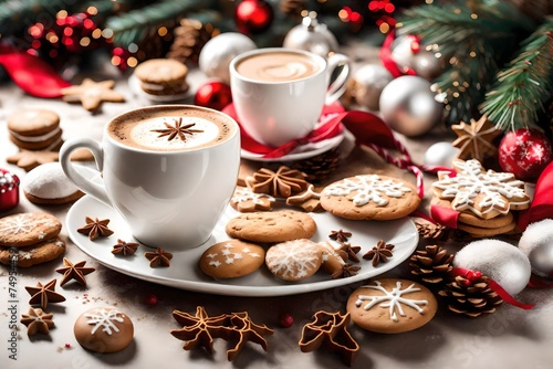 christmas cookies and coffee generated by AI technology