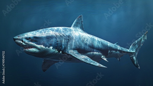 Majestic Predator: Full-Body Portrait of a White Shark © Mike