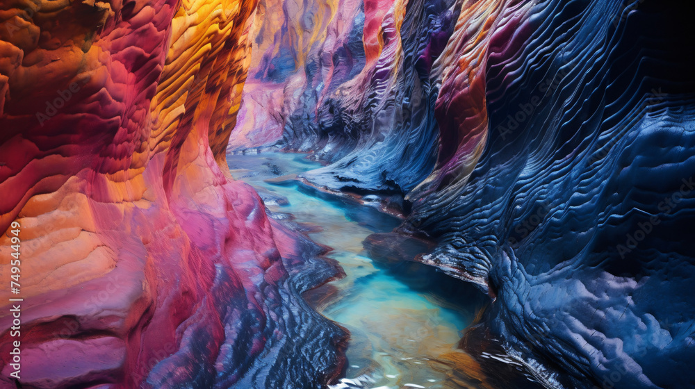 Colorful tourmaline canyon dazzling brilliant