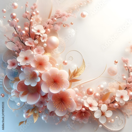 elegant sakura Cherry Blossom flower 3d illustration background