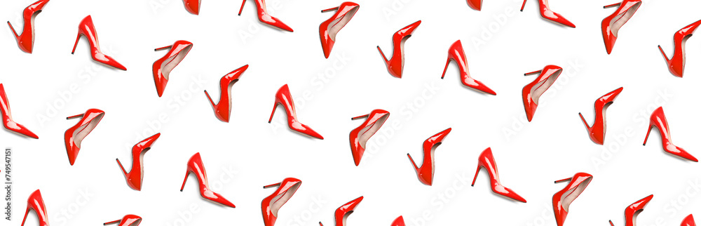 Pattern for design with red high-heels on white background Pattern for design with red high-heels on white background