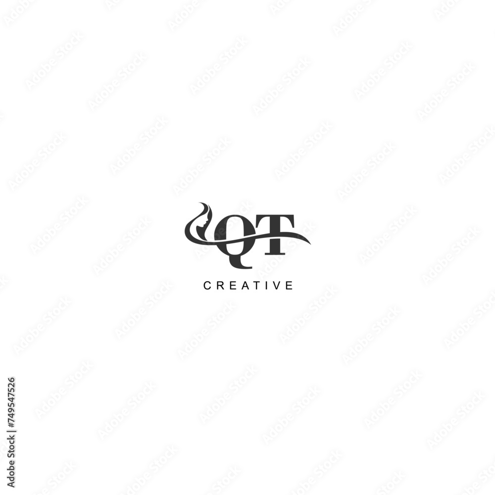 Initial QT logo beauty salon spa letter company elegant