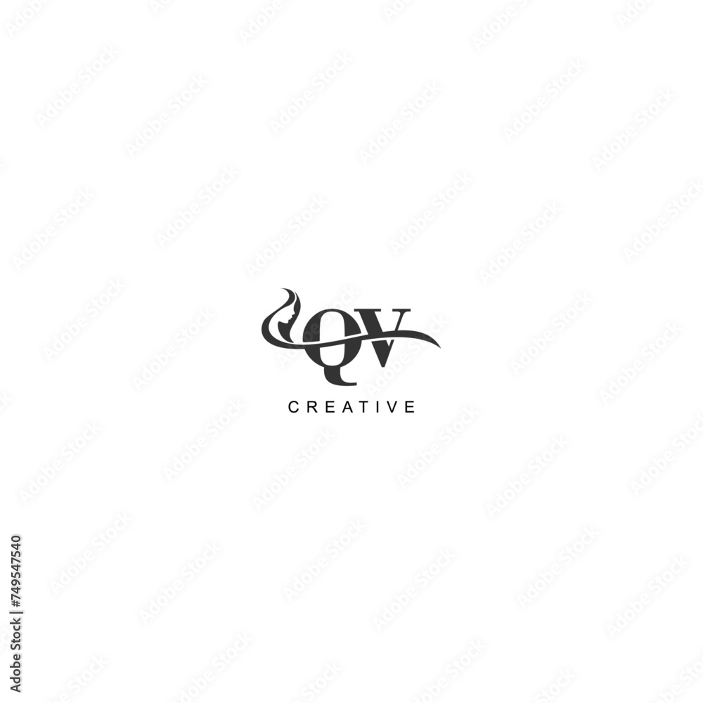Initial QV logo beauty salon spa letter company elegant