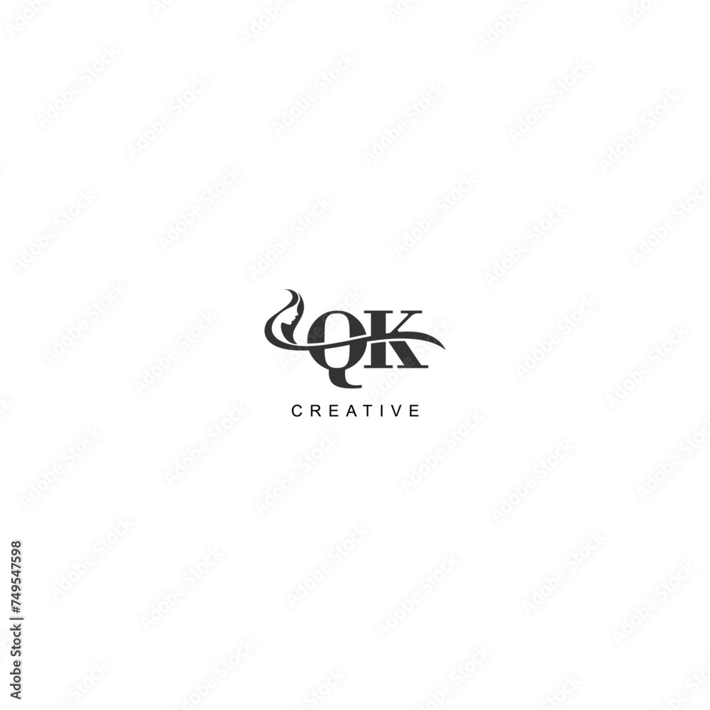 Initial QK logo beauty salon spa letter company elegant