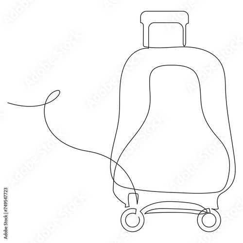 Trolly bag Continuous one line art vector of luggage design and illustration