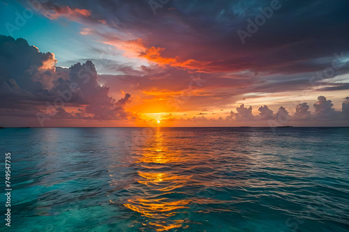 Colorful sunset over the ocean Generative AI image 
sunset, sea, sky, water, ocean, sun, sunrise, beach, nature, clouds, cloud
