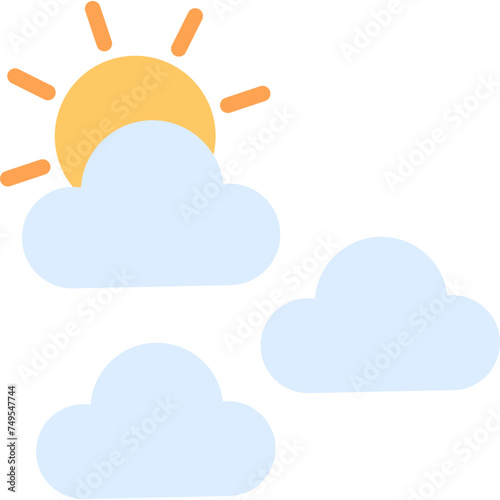 Cloud And Sun Vector Flat Icon