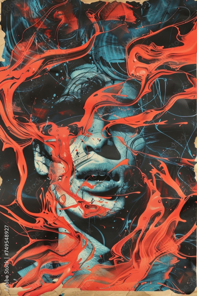 Embrace the abstract essence in this artwork featuring swirling red flames Embrace the abstract essence in this artwork featuring swirling red flames