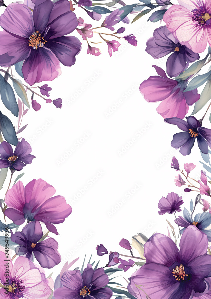 watercolor botanical flowers frame background with free space for invite or wedding card watercolor botanical flowers frame background with free space for invite or wedding card